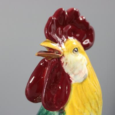 Pair of Jerome Massier Hen Rooster Vases