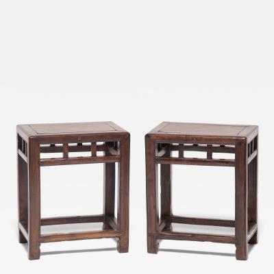 Pair of Jia Zhen Beech Half Stools