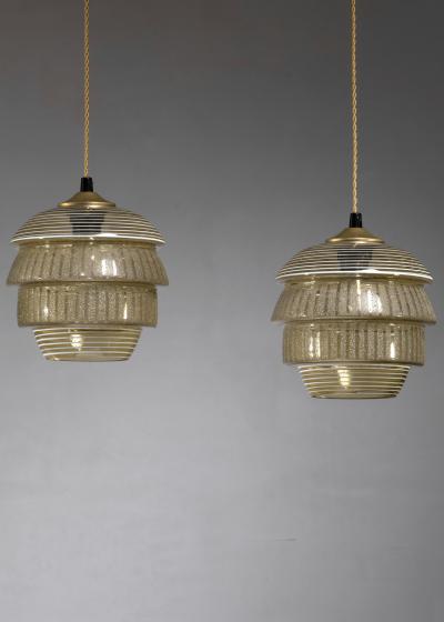 Pair of Kauklahti Glassworks pendant lamps