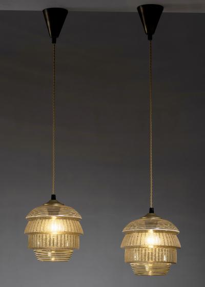 Pair of Kauklahti Glassworks pendant lamps