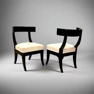 Pair of Klismos Ebonized Early 19th Century Side Chairs