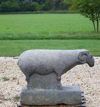 Pair of Korean Stone Rams