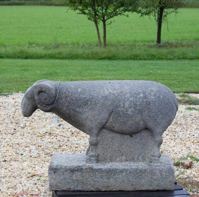 Pair of Korean Stone Rams