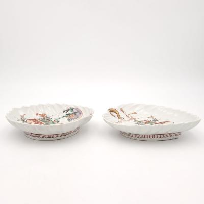 Pair of Kutani Leaf Dishes Japan 19th century