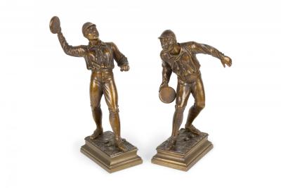Pair of L Guillemin Bronze Sports Figures