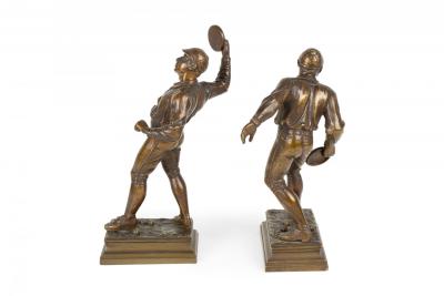 Pair of L Guillemin Bronze Sports Figures