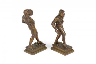 Pair of L Guillemin Bronze Sports Figures