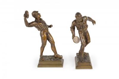 Pair of L Guillemin Bronze Sports Figures