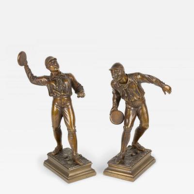 Pair of L Guillemin Bronze Sports Figures
