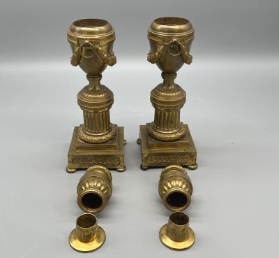 Pair of LXVI candlestick cassolettes France circa 1800