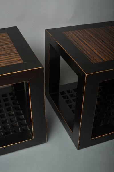 Pair of Lacquer Zebrawood Cubes