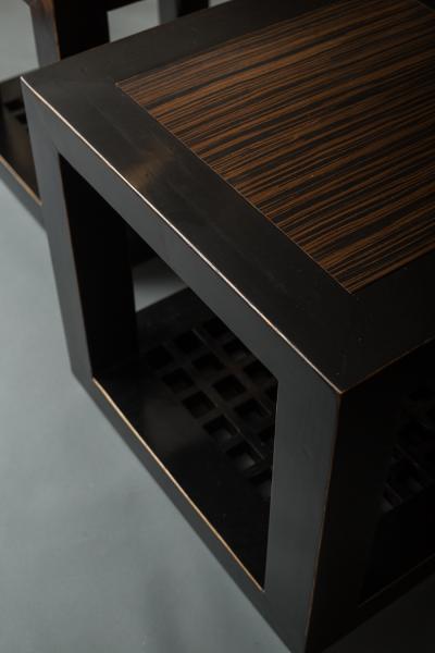 Pair of Lacquer Zebrawood Cubes