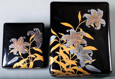 Pair of Lacquer on Wood Pillow Shaped Boxes