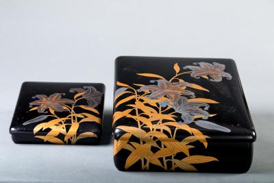 Pair of Lacquer on Wood Pillow Shaped Boxes