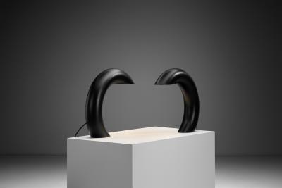 Pair of Lacquered Metal Table Lamps by Alfredo Bianchi Italy 1970s
