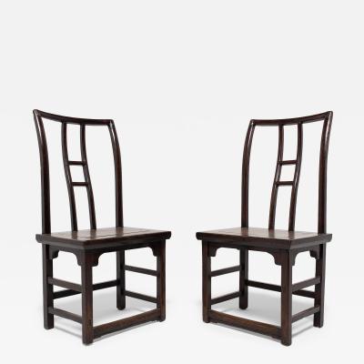 Pair of Lacquered Tall Back Chairs