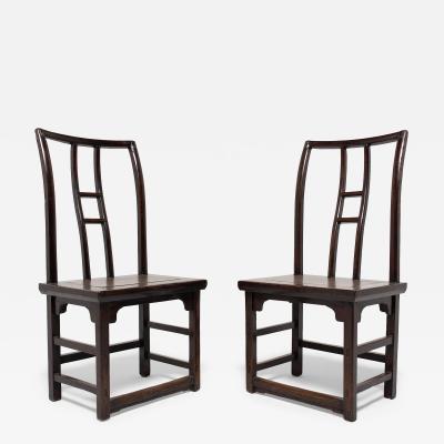 Pair of Lacquered Tall Back Chairs