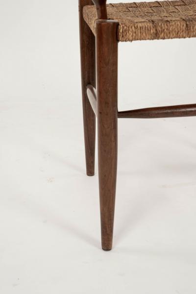 Pair of Ladder Back Braid Rush Seat Armchairs Attributed to Paolo Buffa