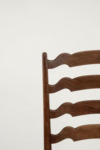 Pair of Ladder Back Braid Rush Seat Armchairs Attributed to Paolo Buffa