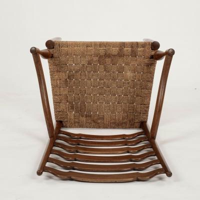 Pair of Ladder Back Braid Rush Seat Armchairs Attributed to Paolo Buffa