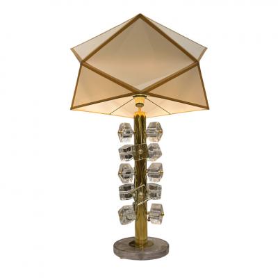 Pair of Lamps Geometric Shade and Murano Cubes