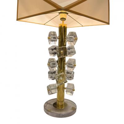 Pair of Lamps Geometric Shade and Murano Cubes