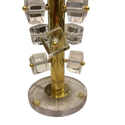 Pair of Lamps Geometric Shade and Murano Cubes