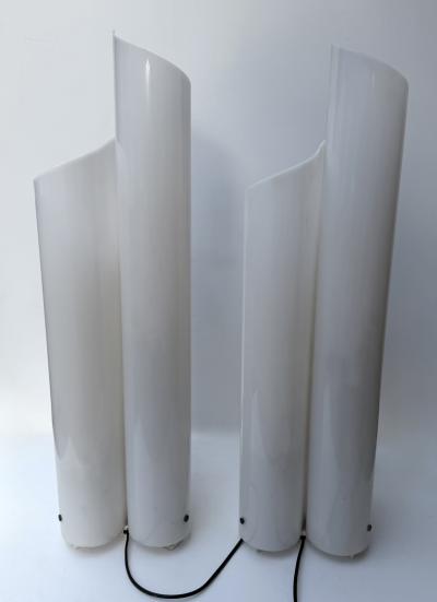 Pair of Lamps Methacrylate White Lucite Leaves Italy 1970s