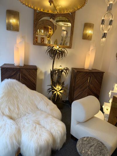 Pair of Lamps Methacrylate White Lucite Leaves Italy 1970s