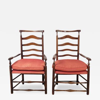 Pair of Lancashire Oak Dining Chairs England circa 1820 and later