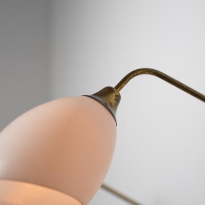 Pair of Large 1950s Italian Brass and Opaline Glass Wall Sconces