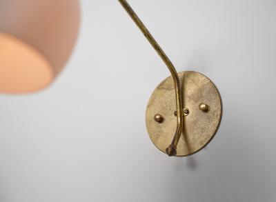 Pair of Large 1950s Italian Brass and Opaline Glass Wall Sconces