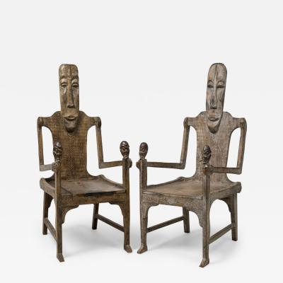 Pair of Large African Figural Rootwood Armchairs