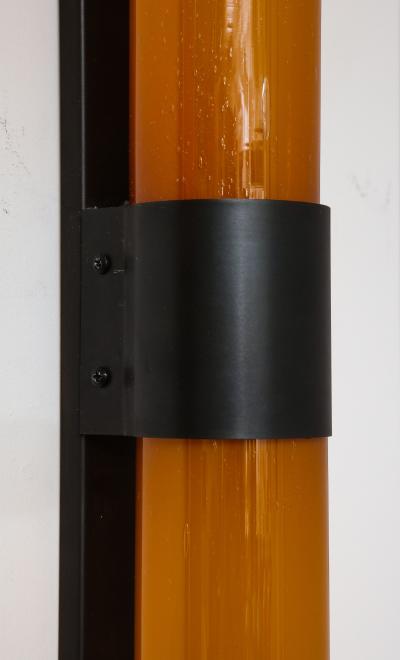 Pair of Large Amber Glass Sconces by Savoy Studios 4 Pairs Available 