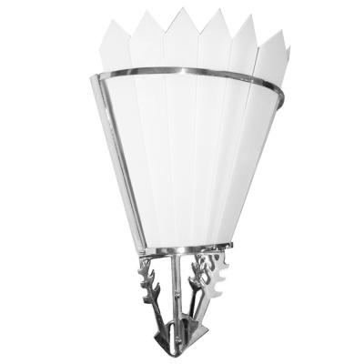 Pair of Large American Art Deco Theater Sconces with White Glass Inserts