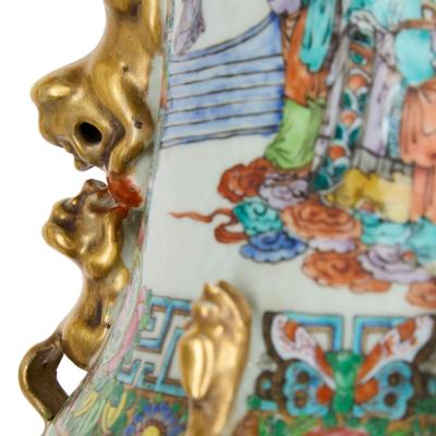 Pair of Large Antique Chinese Canton Famille Rose Porcelain Vases