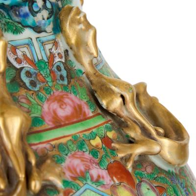Pair of Large Antique Chinese Canton Famille Rose Porcelain Vases