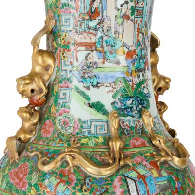 Pair of Large Antique Chinese Canton Famille Rose Porcelain Vases
