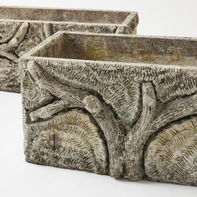 Pair of Large Antique French Faux Bois Planters