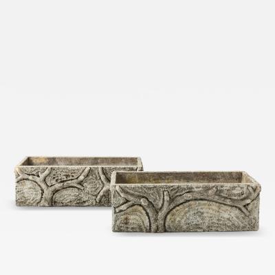 Pair of Large Antique French Faux Bois Planters