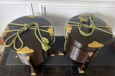 Pair of Large Antique Japanese Hokai Lacquer Boxes