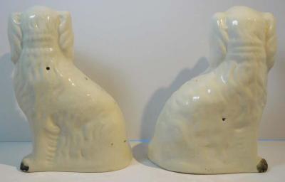 Pair of Large Antique Staffordshire Pottery King Charles Spaniels