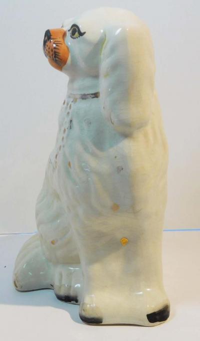 Pair of Large Antique Staffordshire Pottery King Charles Spaniels