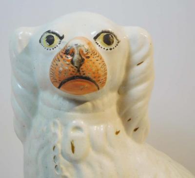 Pair of Large Antique Staffordshire Pottery King Charles Spaniels