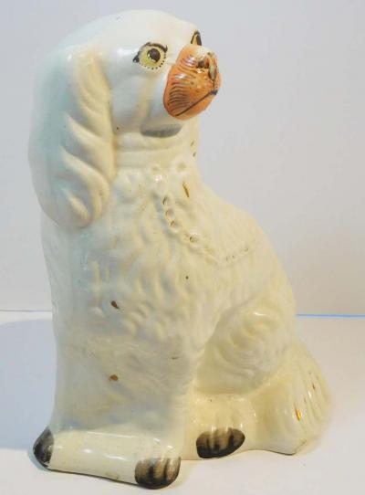 Pair of Large Antique Staffordshire Pottery King Charles Spaniels