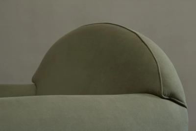 Pair of Large Art Deco Lounge Chairs in Solid Oak and Green Velvet