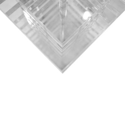 Pair of Large Artisan Table Lamps in Stacked Slabs of Lucite 1970s