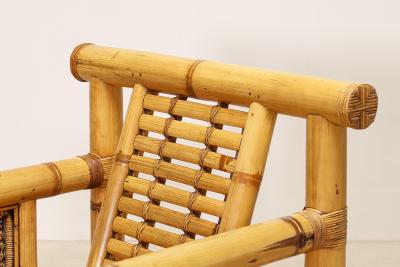 Pair of Large Bamboo Pagode Lounge Armchairs