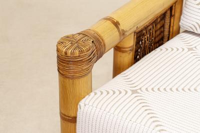 Pair of Large Bamboo Pagode Lounge Armchairs