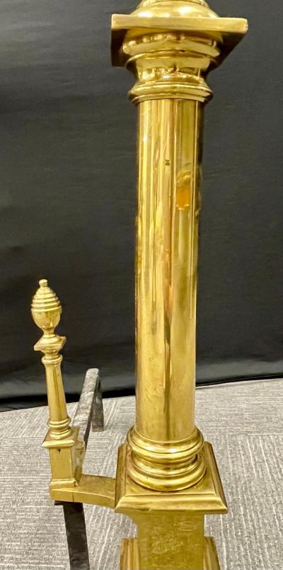 Pair of Large Bronze Georgian Style Andirons